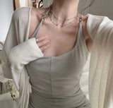 Advbridge Knitted Neck-mounted Long Dresses for Women Autumn New Elegant Fashions Slim Sleeveless Dress Evening Party Female Clothing