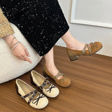 ADVBRIDGE  -  New Spring Vintage Thick Heel Women Mary Jane Shoes Concise Belt Buckle Shoes Female Elegant Party Dress Pumps