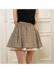 Advbridge  New Harajuku Vintage Plaid Skirt Women's High Waist Anti-exposure Elegant Pleated Skirt Casual Slimming A Word Short Dress