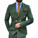 Advbridge Royal Green Men's Suit Double Breasted Slim Fit Formal Wedding Party Suits Groomsmen Blazer Pants 2 Pieces Terno Masculino