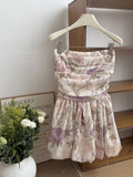 ADVBRIDGE  -  Sexy Strapless Dresses for Women's French Style Printed Retro Dresses Summer Fashion Vestidos mujer