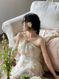 Advbridge France Vintage Sweet Tie-dyed Fairy Dress Summer Women Elegant Chic Ruffles Princess Dresses Female Casual Beach Vestidos