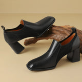 Advbridge Plus size 34-42 women's genuine leather stretch knit patchwork slip-on autumn pumps elegant ladies OL style dress heeled shoes