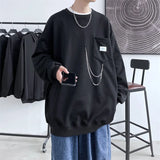 Advbridge -  Men's Hoodies New Spring Autumn Long Sleeve Casual Sweatshirt Chain Decor Hip Hop Pullover Male O-neck Streetwear Hoodie Men