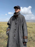Advbridge Autumn Winter Long Oversized Cool Warm Herringbone Woolen Trench Coat Men Single Breasted Loose European Fashion