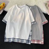 ADVBRIDGE  -  Baggy T Shirt Oversized Patchwork Cotton Drop Shoulder Tops Graphic T Shirts Breathable Print Mens Designer Clothes Q106