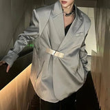Advbridge Mens Y2k Spliced Metal Buckle Casual Suit 2024 New Autumn Winter Genderless Fashion Personality Youth Shoulder Pad Jacket Unisex