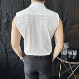 ADVBRIDGE  -  Slim Korean Style Sleeveless Trendy Business Casual Men's Hollow Cool Breathable Vest Shirt