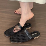 ADVBRIDGE  -  Summer Women Slippers Sexy Mesh Mules Shoes Indoor Home Slides Female Flats Shoes Beach Sandals Flip Flops New Woman Shoes