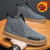 Advbridge Men's Casual Boots Fashion Platform Sneakers Winter Cotton Shoes for Men Soft Sole Ankle Boots Outdoor Men's Athletic Shoes