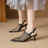 Advbridge 2024 New Fashion Women High Heeled Sandals Genuine Leather Hollowing Party Shoes Woman Kitten Heels Prom Pumps Office Shoes