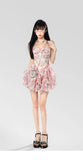 Advbridge Summer Women Sleeveless Sweet Pink Print Beach Dress Female Slim Holiday  Halter Mini Dress Tierred Birthday Party Dress