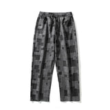 Advbridge Blue Black Plaid Jeans Men Retro Casual Wide-leg Jeans Mens Streetwear Loose Hip-hop Straight Denim Trousers Men Vintage Jeans