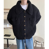 Advbridge Winter Thick Cardigan Sweater Men Warm Fashion Short Sweater Coat Men Korean Loose Lapel Sweater Cardigan Mens Jumper Clothes