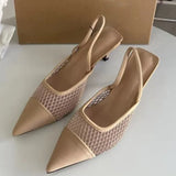 ADVBRIDGE  -  Elegant High Heel Sandals Woman 2025 Trending Pointed Breathable Mesh Lady Office Shoes Back Strap Summer Naked Female Stilettos