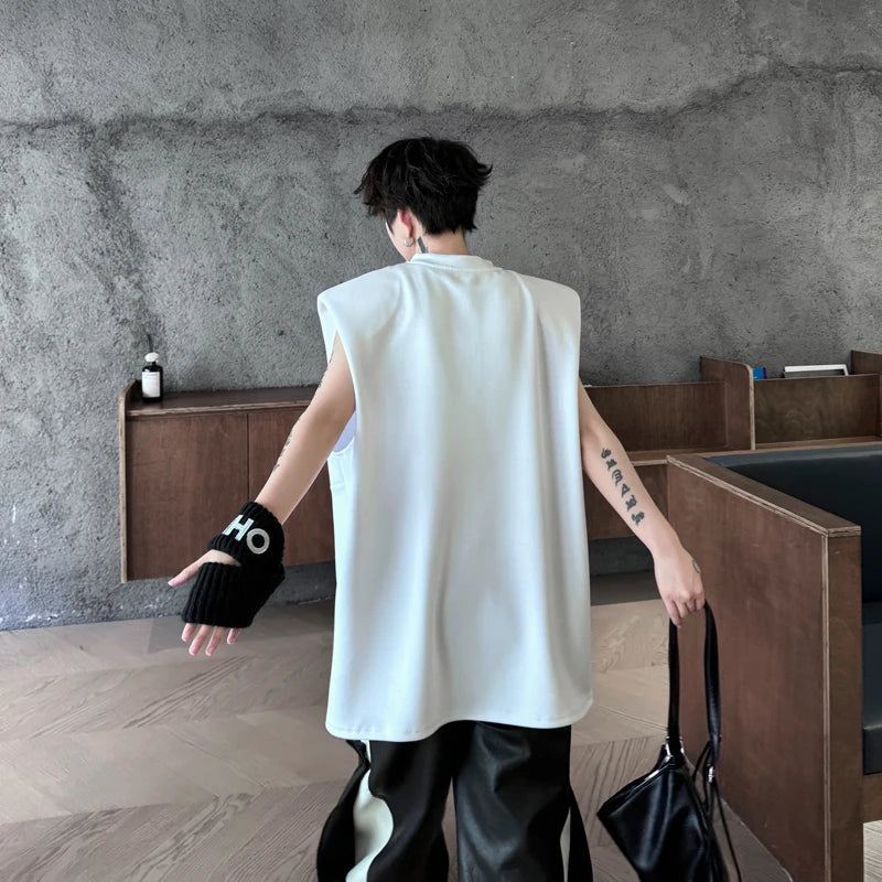 Advbridge Men's Tank Top Zipper Structure Design Loose Round Neck 2024 Summer New Fashion Solid Color Versatile Male Vest