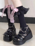 Advbridge Bow Kawaii Sweet Mary Janes Shoes Women Cross-tie Lolita Vintage Platform Shoes Female Round Toe Chic Fashion Shoes Autumn