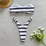 Advbridge 2024 Summer Striped Bikinis Set for Women Sexy Appliques High Waist Swimsuit Swimming Wear Bathing Suits Brazilian Beachwear
