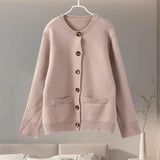 Advbridge Casual Knitted Cardigan Women Solid Slim O-neck Long Sleeves Single Breasted Pocket Female Coats 2024 Autumn New Lady Knitwears