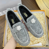 ADVBRIDGE  -  Women's Winter Warm Fleece Lined Slip-On Thick Bottomed Bean Bean Shoes Large Size Korean Style Flat Bottomed Shoes