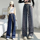 Advbridge 2024 NEW Letter Printed Casual Pants For Women's Autumn And Winter New Elastic High Waisted Woven Belt Straight Tube Pants