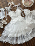 ADVBRIDGE  -  Original Design Sweet Cute Girl Princess Lolita Jsk Dress Summer New High Waist Slimming White Suspender Dresses and Trailing