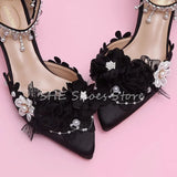 Advbridge Pearl Rhinestones One-Strap Women Sandals Wedding Dress Shoes Flowers Butterfly Knot Lolita Girl Mary Janes Hight Heels Pumps