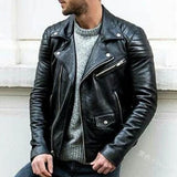 Advbridge Men's PU Leather Coat Male Stand Collar Punk Motorcycle Leather Jacket Long Sleeve Zipper Outwear Locomotive Pu Jackets