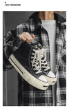 ADVBRIDGE  -  Unisex High-Top Vulcanized Canvas Sneakers Solid Green/Black Lace-Up All-Season Student Casual Shoes Low Top Skate Shoes