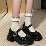 ADVBRIDGE  -   Lolita Style Girls Mary Janes,Young Women Students Mid Heels Sweet Butterfly Buckle Strap Elevator Shoes