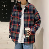 ADVBRIDGE  -  Autumn Long Sleeved Shirt Men Fashion Oversized Plaid Shirt Men Streetwear Korean Loose Casual Shirts Mens Large Size M-5XL