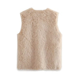 Advbridge Autumn Winter Fake Fur Vest For Women Outerwear Femme Fashion Overcoat Female Faux Fur Furry Waistcoat Tops