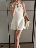 ADVBRIDGE  -  Elegant Women Solid A-line Dress Summer Casual Sleeveless Slim-fitting Knitted Mini Dresses for Women Streetwear Vintage