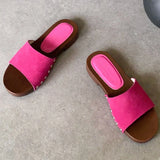 ADVBRIDGE  -  High Quality Satin Rivets Flat Sandals Square Heel Round Toe Women Sandals Summer Fashion Comfort Non-slip Vacation Beach Shoes