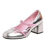 ADVBRIDGE  -  Spring Fashion Round Toe Buckle Strap Women Pumps Sandals Square Heels Banquet Dress Ladies Shoes Zapatos De Mujer