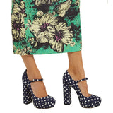 Advbridge Front Strap Platform Polka dot Pumps Women Cool Round Tip High Block Heel Shoes Summer Party Girl's Lolita Patent Leather Pump