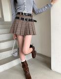 Advbridge  -  Women's Academy Style Checkered Pleated Short Skirt Summer and Autumn New Chic Young Girls High Waist A-line Mini Skirt