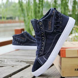 Advbridge  Men's All-match High Top Casual Sneakers Spring and Autumn High Top Canvas Shoes Breathable Deodorant Men's Denim Shoes