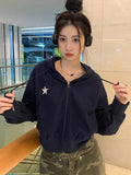 Advbridge Harajuku Hoodie Women Retro Print Star Cute Hoodies Cropped Y2k Vintage Sweatshirts Euphoria Autumn Winter Streetwear