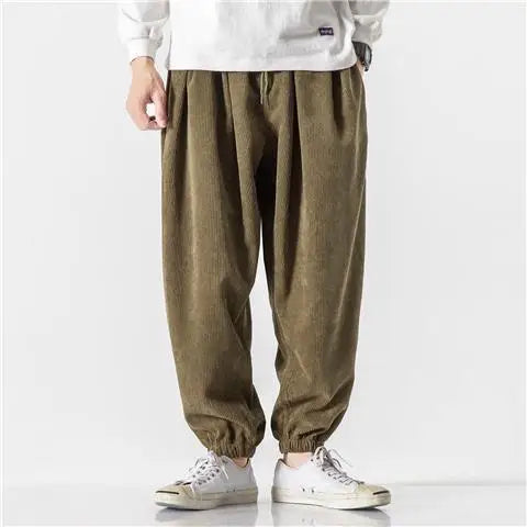 Advbridge Corduroy Wide Harem Pants Men Loose Casual Jogger Pants Chinese Baggy Big Size Heavy Duty Oversize Trousers Male High Quality