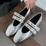 Advbridge Fashion Buckle Strap Women Flats Mary Janes Shoes Casual Round Toe Luxury Female Footwear Shallow Ladies Flats With Shoes