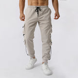 Advbridge Casual Stitching Pockets 2024 Trousers Streetwear All Match Solid Mid Waist Drawstring Cargo Pant Fashion Baggy Men's Pants