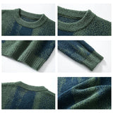 Advbridge Vintage O Neck Knitting Sweaters Mens Long Sleeve Loose Furry Wool Sweater Tops For Men 2024 Fall Winter Fashion Fleece Jumpers