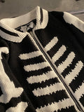Advbridge Skull Embroidery Print Winter Zipper Vintage Cardigan Sweater Harajuku Goth Streetwear Y2K Fashion Casual Men Women Sweater