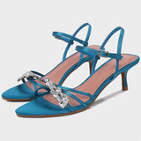 ADVBRIDGE  -  Luxury Rhinestone Design Blue High Heels Women Elegant Ankle Strap Buckle Open Toe Heeled Sandals Sexy Banquet Dress Shoes
