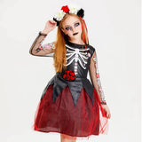 Advbridge Halloween Scary Women's Cosplay Dresses Skull Witch Day of the Dead Vintage Sleeveless Party Dresses