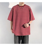 ADVBRIDGE  -  M-XXXXXL Plus Size Men Breathable Striped Plus-Size T-Shirts 2025's Viral Comfort Staple for Inclusive Summer Fashion Clothing