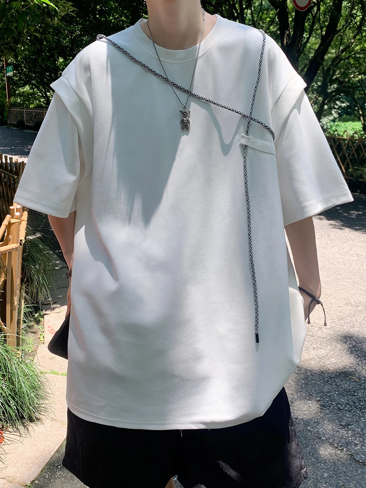 ADVBRIDGE  -  American Style Solid T-Shirts Man Casual Cotton T-Shirt Summer Breathable Tee Clothing Casual Loose Male T-Shirts 2025 Q76
