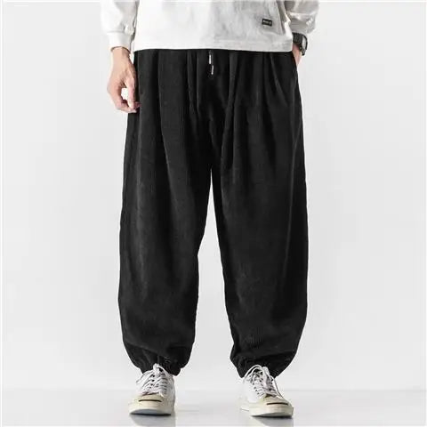 Advbridge Corduroy Wide Harem Pants Men Loose Casual Jogger Pants Chinese Baggy Big Size Heavy Duty Oversize Trousers Male High Quality