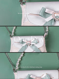 Advbridge Gorgeous Elegant Retro Court Style Cosplay Lolita Victorian Girl Lace Ruffled Pearl Gem Bow Pointed 7cm High Heeled Shoes
